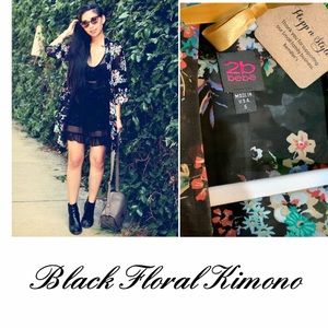 “2B BeBe” Black Floral Sheer Kimono